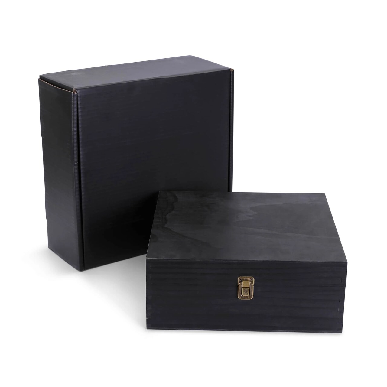 MakerFlo Large Pine Wood Memory Box with Black Felt Inside and Hinged with Clasp of Front, Keepsake Wooden Box Ideal for Craft and Personalization (Laser Engraving, Epoxy, UV DTF, and Vinyl)